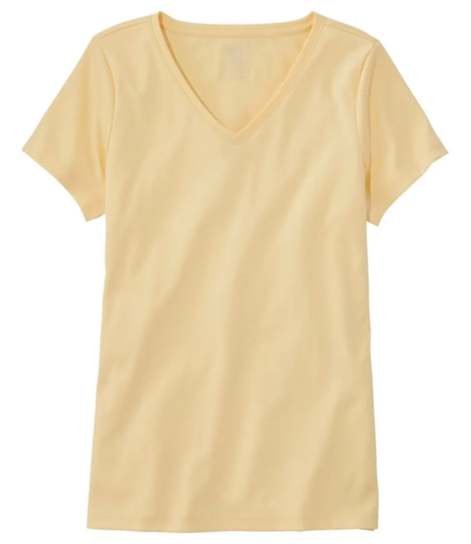 Shop L.L.Bean "Women's Pima Cotton Shaped V-Neck, Short-Sleeve"