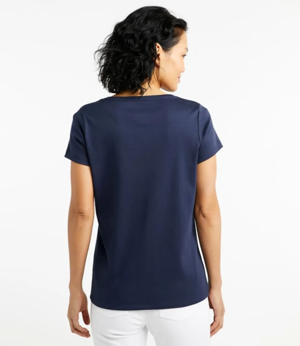Shop L.L.Bean "Women's Pima Cotton Shaped V-Neck, Short-Sleeve"