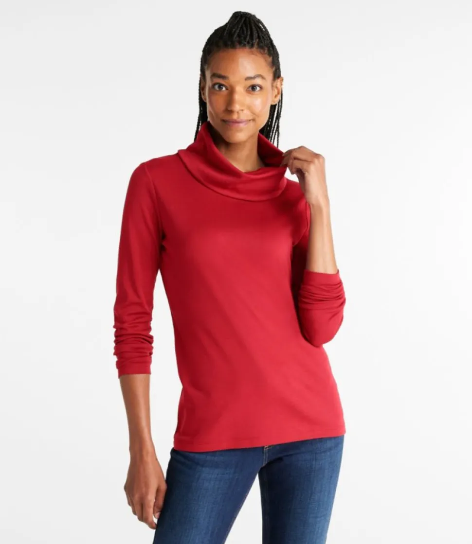Clearance L.L.Bean "Women's Pima Cotton Tee, Long-Sleeve Cowlneck"