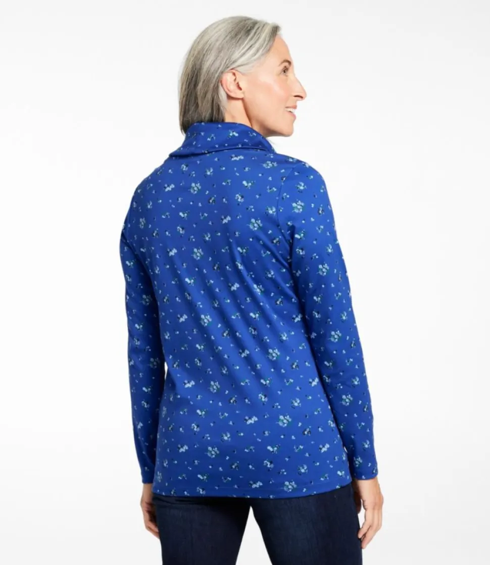 Hot L.L.Bean "Women's Pima Cotton Tee, Long-Sleeve Cowlneck Print"