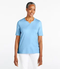 Store L.L.Bean "Women's Pima Cotton Tee, Notch-Neck Elbow-Sleeve Tunic"