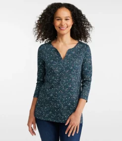 New L.L.Bean "Women's Pima Cotton Tunic, Three-Quarter-Sleeve Splitneck Print"
