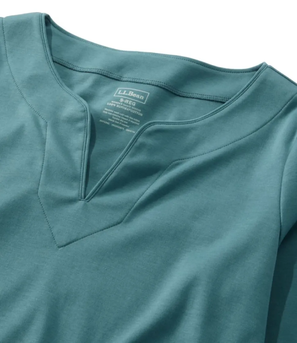 Cheap L.L.Bean "Women's Pima Cotton Tunic, Three-Quarter-Sleeve Splitneck"