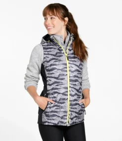 Online L.L.Bean "Women's PrimaLoft Packaway Long Vest, Print" CarbonCamo