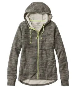 Shop L.L.Bean "Women's PrimaLoft ThermaStretch Fleece, Full-Zip Hoodie" GrayBirchStrie