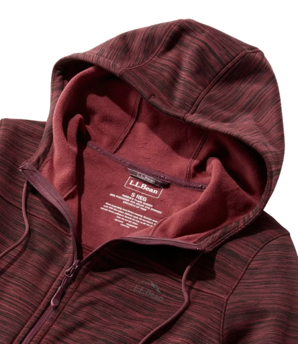 Shop L.L.Bean "Women's PrimaLoft ThermaStretch Fleece, Full-Zip Hoodie" GrayBirchStrie