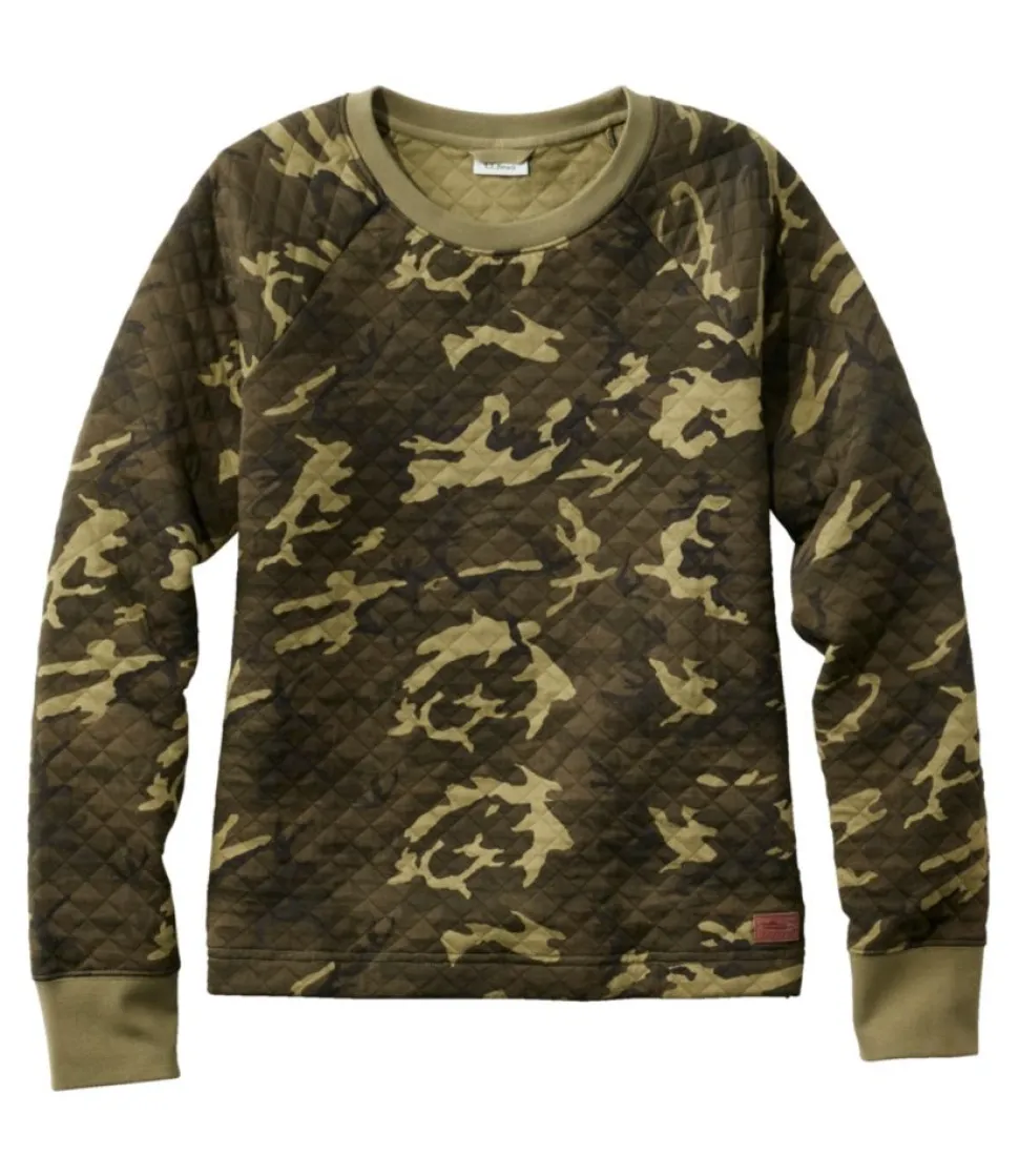 Best Sale L.L.Bean "Women's Quilted Sweatshirt, Crewneck Pullover Print"