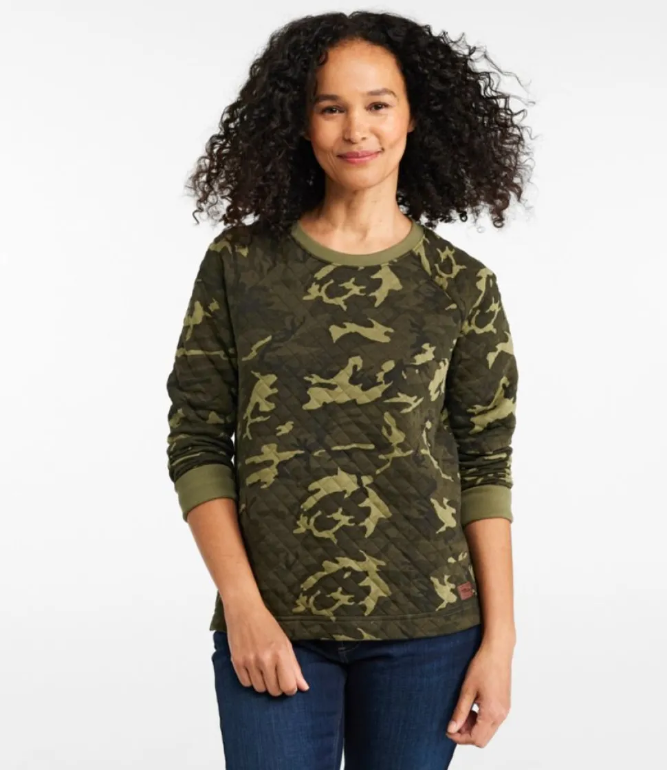 Best Sale L.L.Bean "Women's Quilted Sweatshirt, Crewneck Pullover Print"