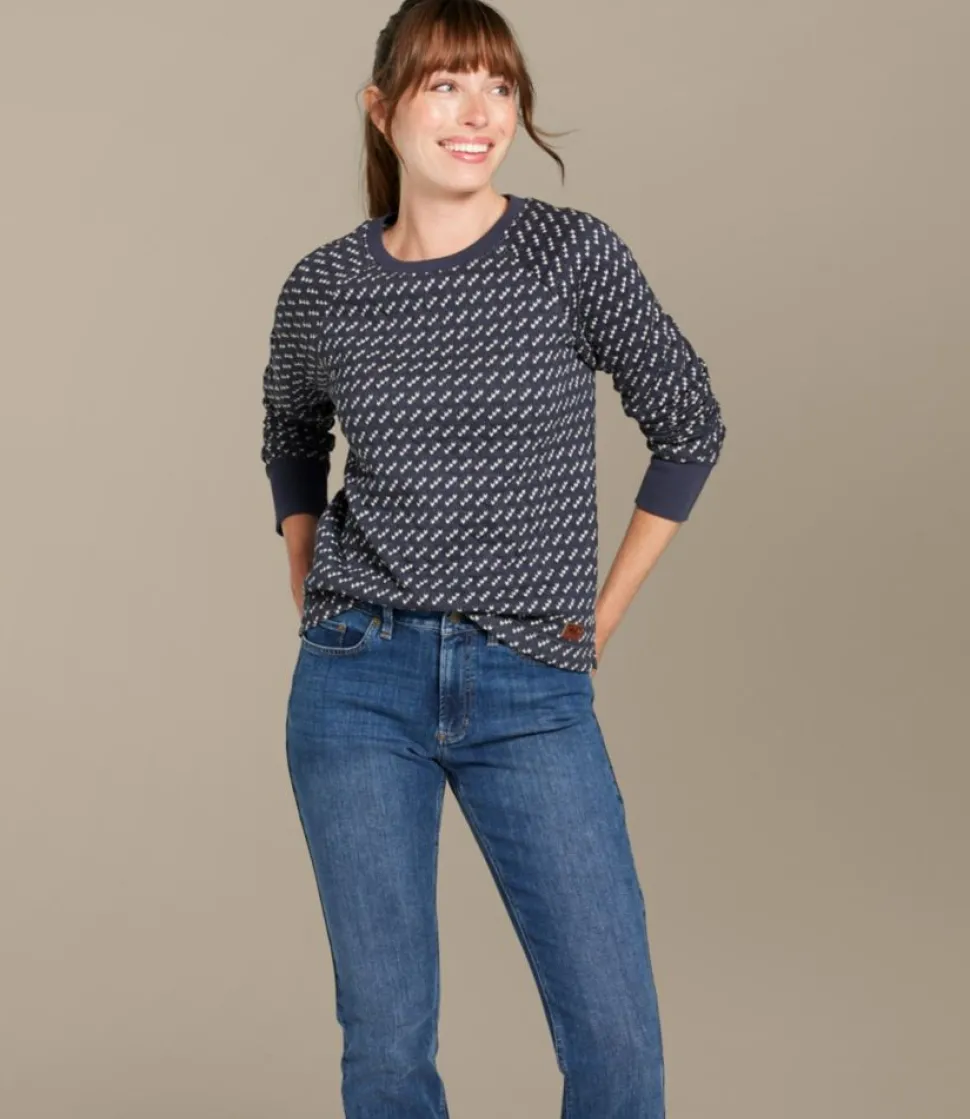 Best Sale L.L.Bean "Women's Quilted Sweatshirt, Crewneck Pullover Print"