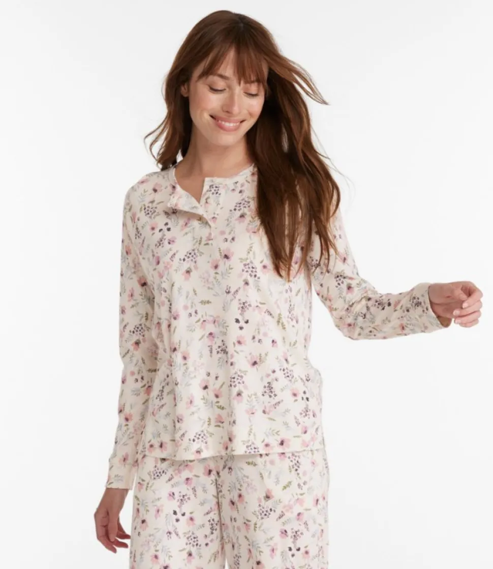 Cheap L.L.Bean "Women's Restorative Sleepwear, Long-Sleeve Henley Print"