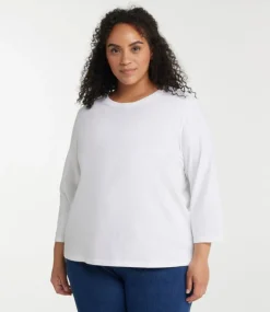 Cheap L.L.Bean "Women's Saturday T-Shirt, Crewneck Three-Quarter-Sleeve" White