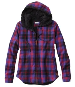 Sale L.L.Bean "Women's Scotch Plaid Flannel Shirt, Sherpa-Lined Zip Hoodie"