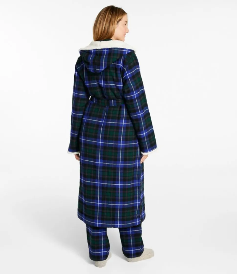 Clearance L.L.Bean "Women's Scotch Plaid Flannel Robe, Sherpa-Lined Long"