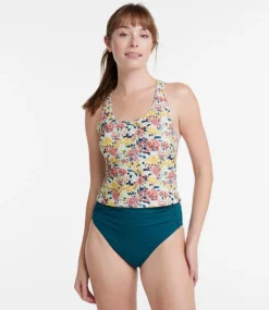 Cheap L.L.Bean "Women's Sea Cove Swimwear, Tankini Top Print" HotCoralFloralMulti