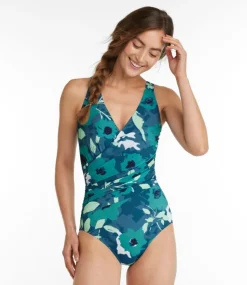 Online L.L.Bean "Women's Shaping Swimwear, Tanksuit Print" DeepwaterBlueFloral