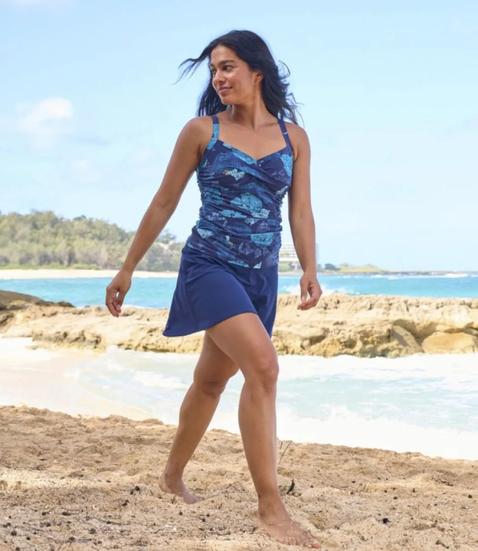 Flash Sale L.L.Bean "Women's Shaping Swimwear, Tankini Top Print" DeepwaterBlueFloral