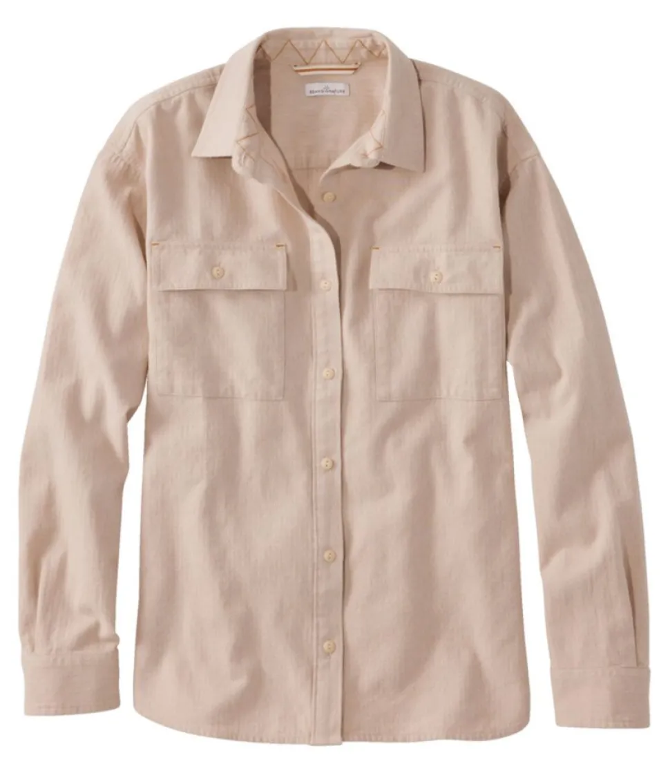 Best L.L.Bean "Women's Signature Camp Flannel Shirt, Heather" OatmealHeather