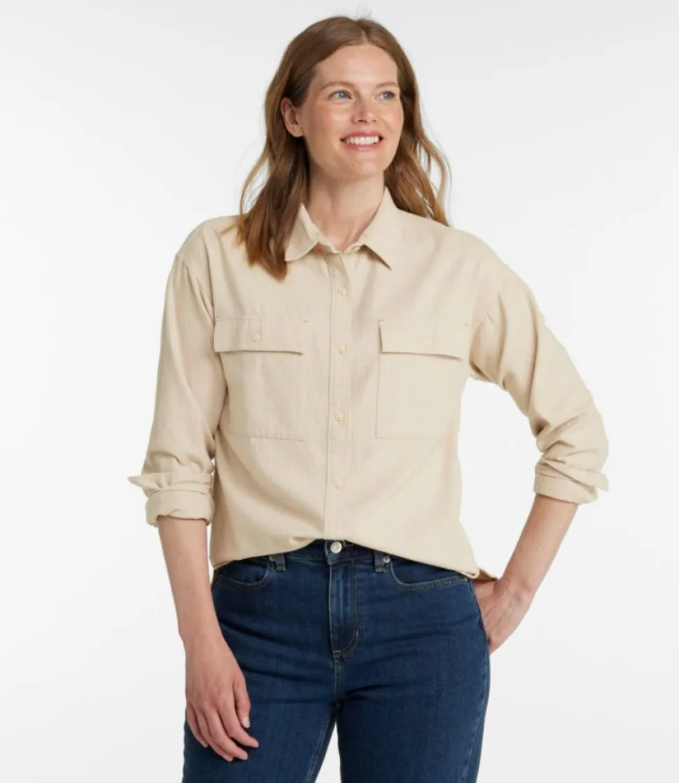 Best L.L.Bean "Women's Signature Camp Flannel Shirt, Heather" OatmealHeather