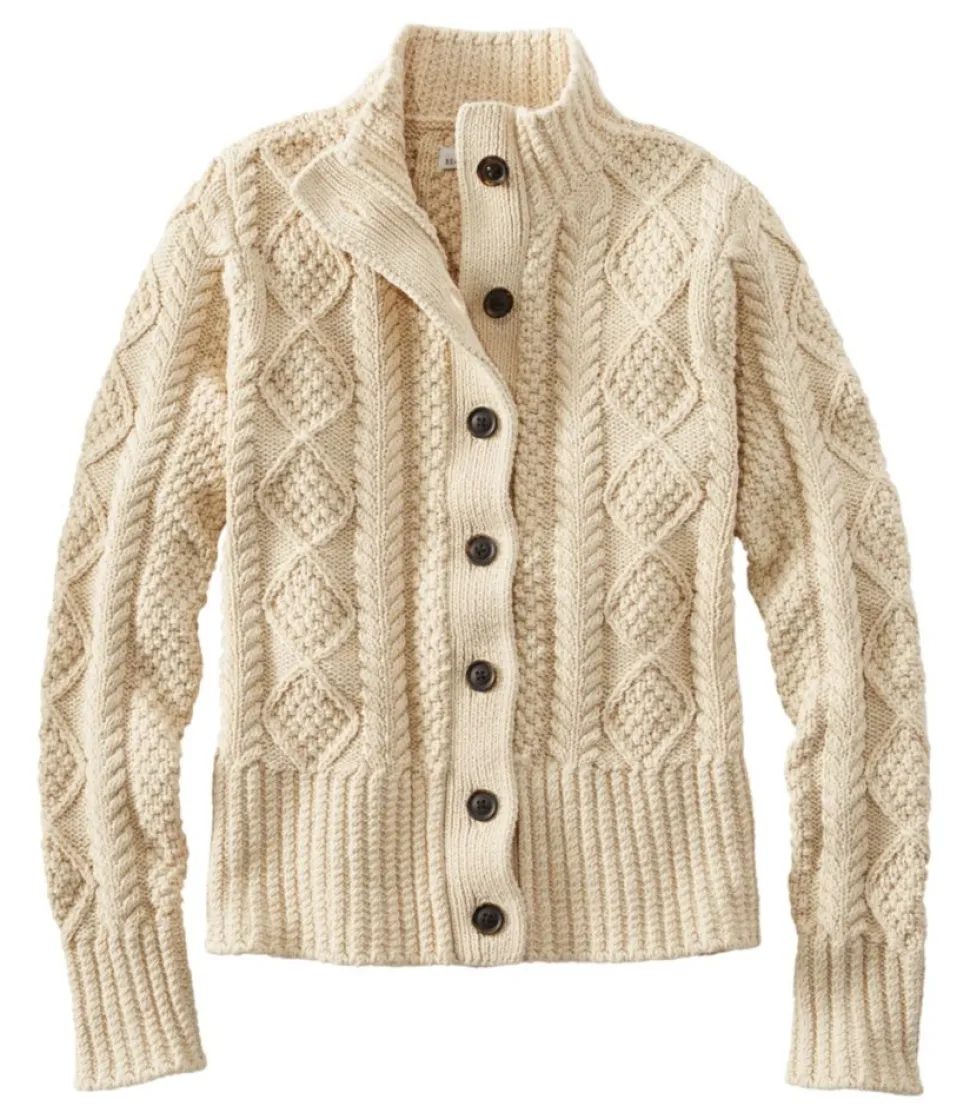 New L.L.Bean "Women's Signature Cotton Fisherman Sweater, Short Cardigan"
