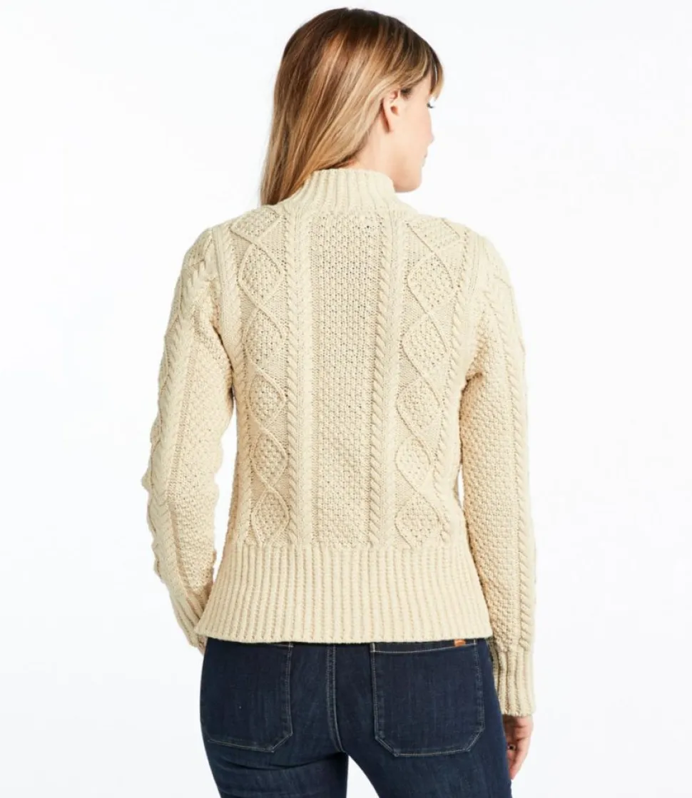 New L.L.Bean "Women's Signature Cotton Fisherman Sweater, Short Cardigan"