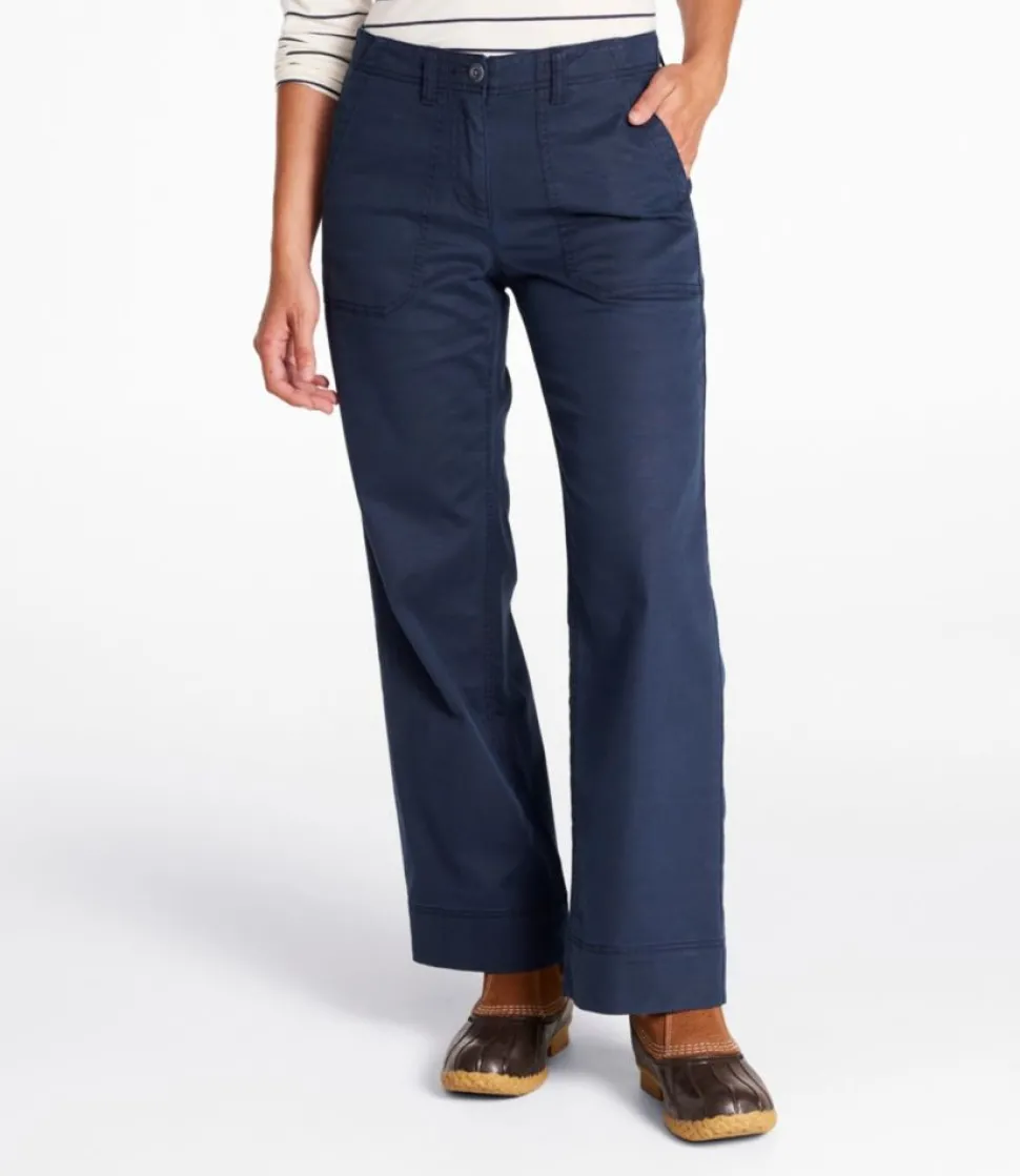 New L.L.Bean "Women's Signature Cotton/TENCEL Utility Pants, Mid-Rise Wide-Leg Ankle-Length"