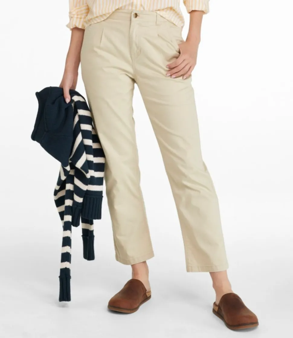 Cheap L.L.Bean "Women's Signature Easy-Cotton Pleated Chinos, Ankle"