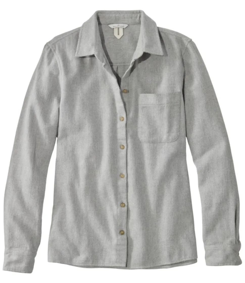 Flash Sale L.L.Bean "Women's Signature Heritage Textured Flannel Shirt" LightGrayHeather