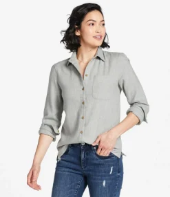 Flash Sale L.L.Bean "Women's Signature Heritage Textured Flannel Shirt" LightGrayHeather