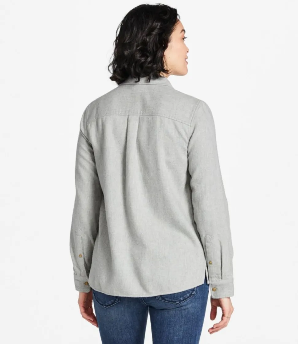 Flash Sale L.L.Bean "Women's Signature Heritage Textured Flannel Shirt" LightGrayHeather