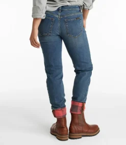 Shop L.L.Bean "Women's Signature Lined Boyfriend Jeans, Low-Rise Straight-Leg Flannel-Lined" VintageIndigo