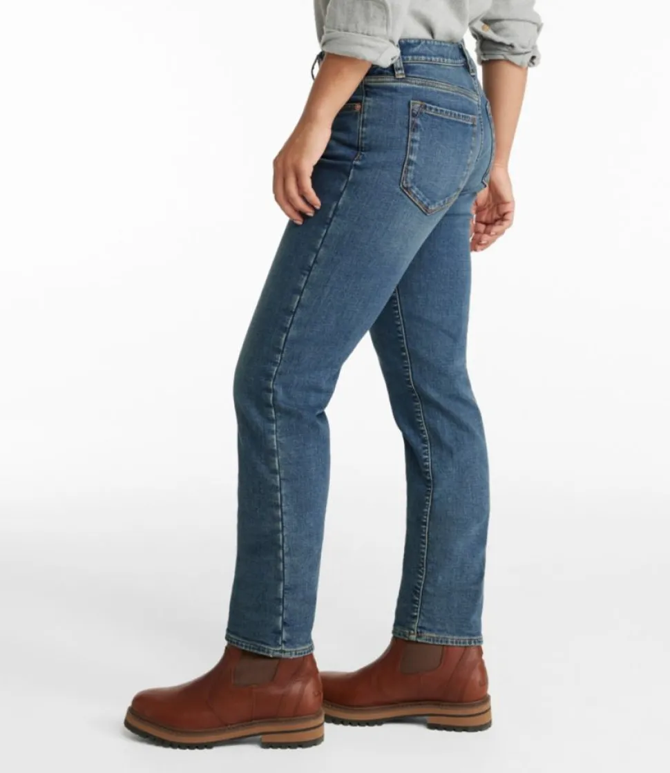 Shop L.L.Bean "Women's Signature Lined Boyfriend Jeans, Low-Rise Straight-Leg Flannel-Lined" VintageIndigo