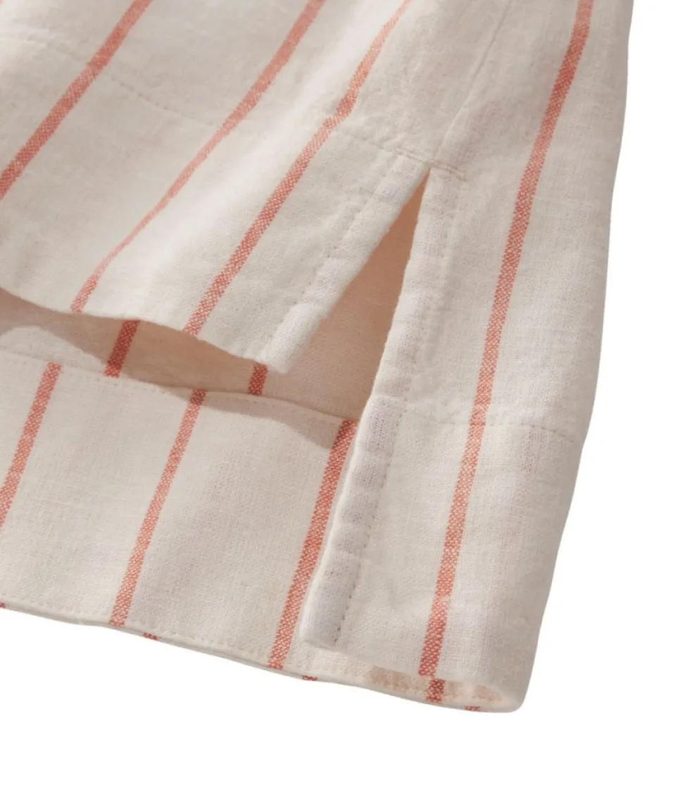 Best Sale L.L.Bean "Women's Signature Linen-Blend Splitneck Shirt, Short-Sleeve"