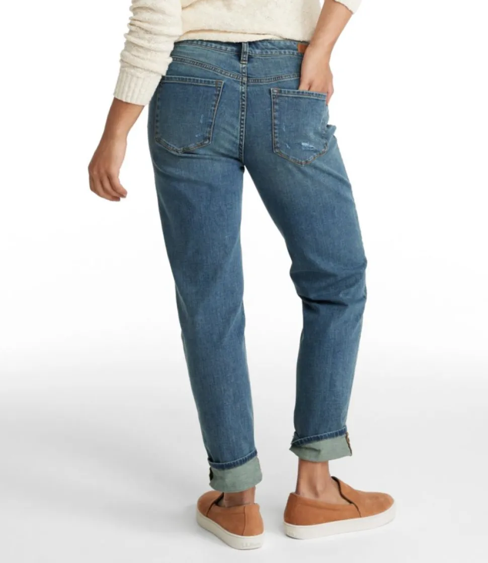 Outlet L.L.Bean "Women's Signature Organic Denim Boyfriend Jeans, Low-Rise Straight-Leg"