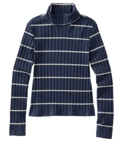 Cheap L.L.Bean "Women's Signature Ribbed Turtleneck, Stripe" NavyStripe