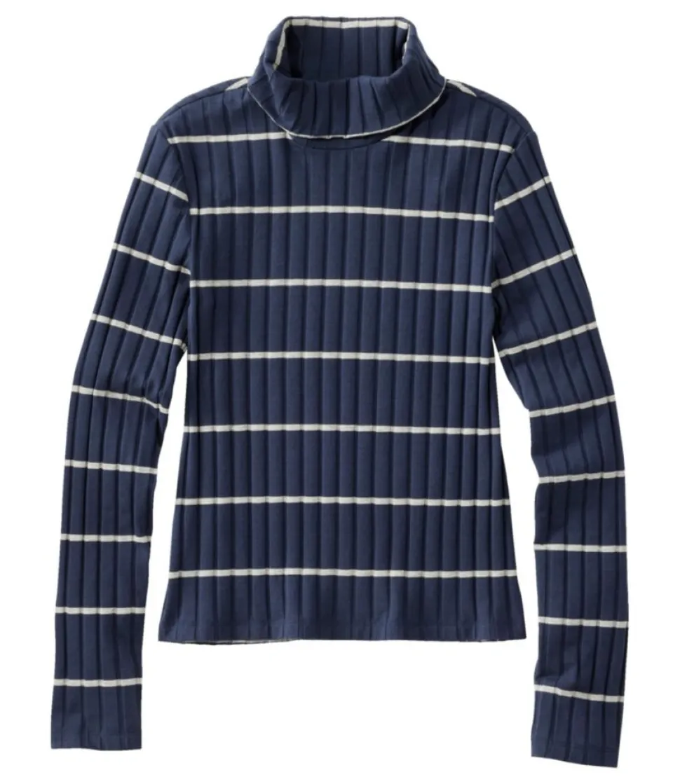 Cheap L.L.Bean "Women's Signature Ribbed Turtleneck, Stripe" NavyStripe