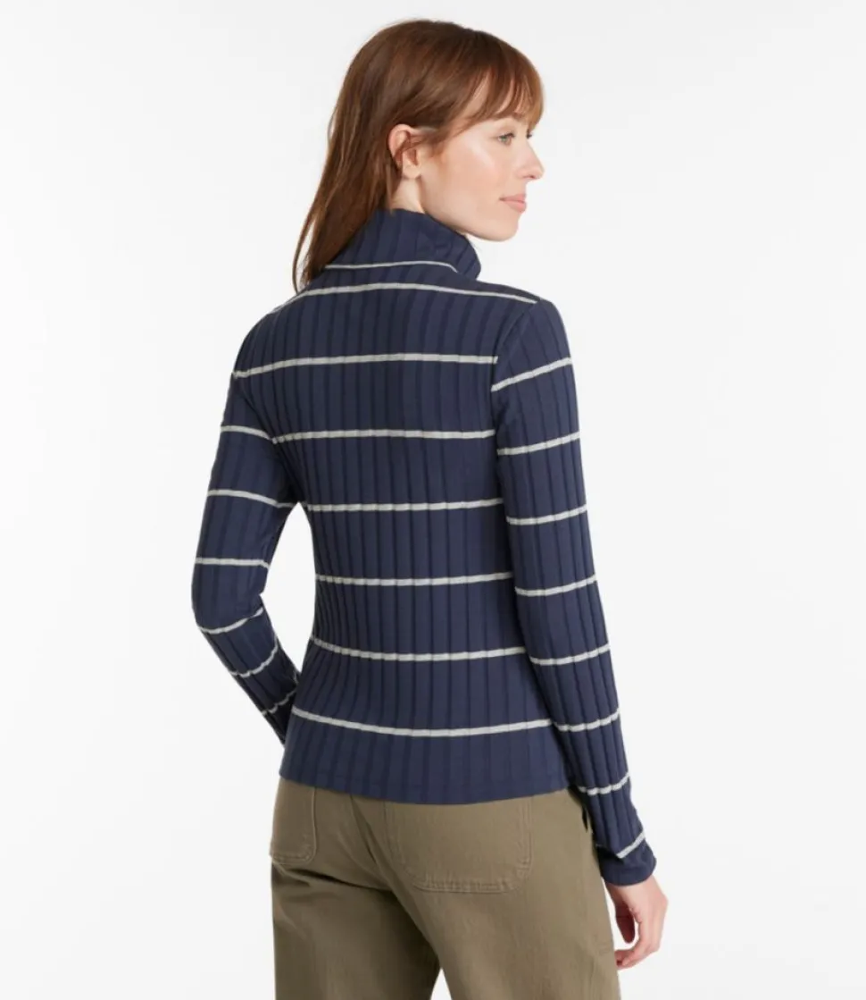 Cheap L.L.Bean "Women's Signature Ribbed Turtleneck, Stripe" NavyStripe