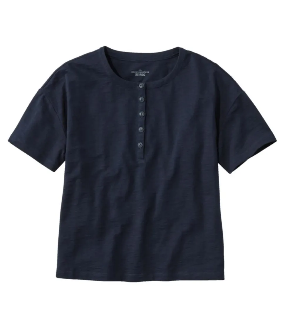 Cheap L.L.Bean "Women's Signature Slub Tee, Short-Sleeve Henley"