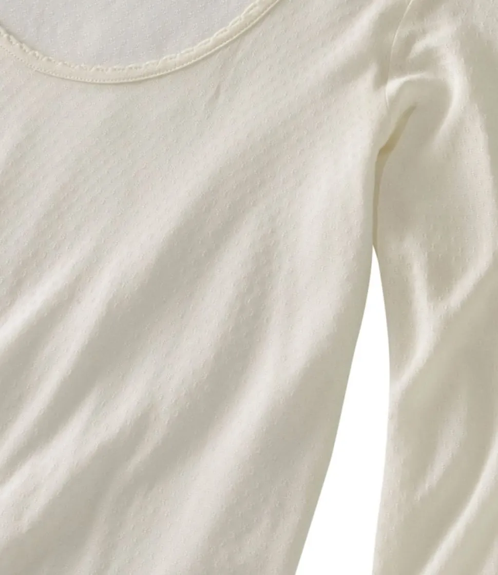 Hot L.L.Bean "Women's Silk Pointelle, Long-Sleeve Scoopneck"