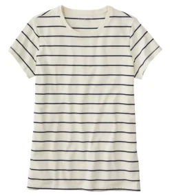 Cheap L.L.Bean "Women's Soft Stretch Supima Tee, Crewneck Short-Sleeve Striped" Sailcloth/ClassicNavy