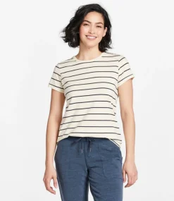 Cheap L.L.Bean "Women's Soft Stretch Supima Tee, Crewneck Short-Sleeve Striped" Sailcloth/ClassicNavy