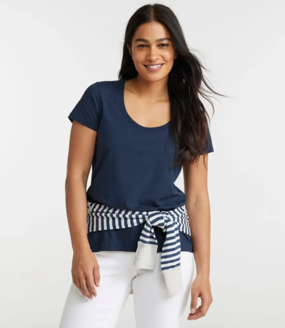 Discount L.L.Bean "Women's Soft Stretch Supima Tee, Scoopneck Short-Sleeve"