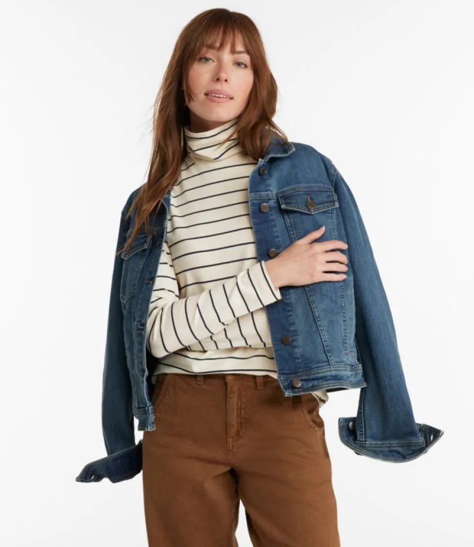 Flash Sale L.L.Bean "Women's Soft Stretch Supima Tee, Turtleneck Stripe"