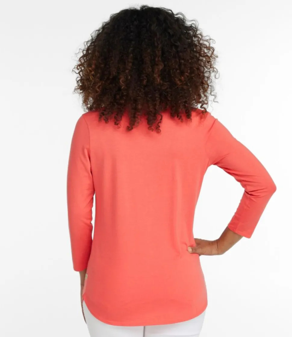 Hot L.L.Bean "Women's Soft Stretch Supima Tee, Three-Quarter-Sleeve V-Neck"