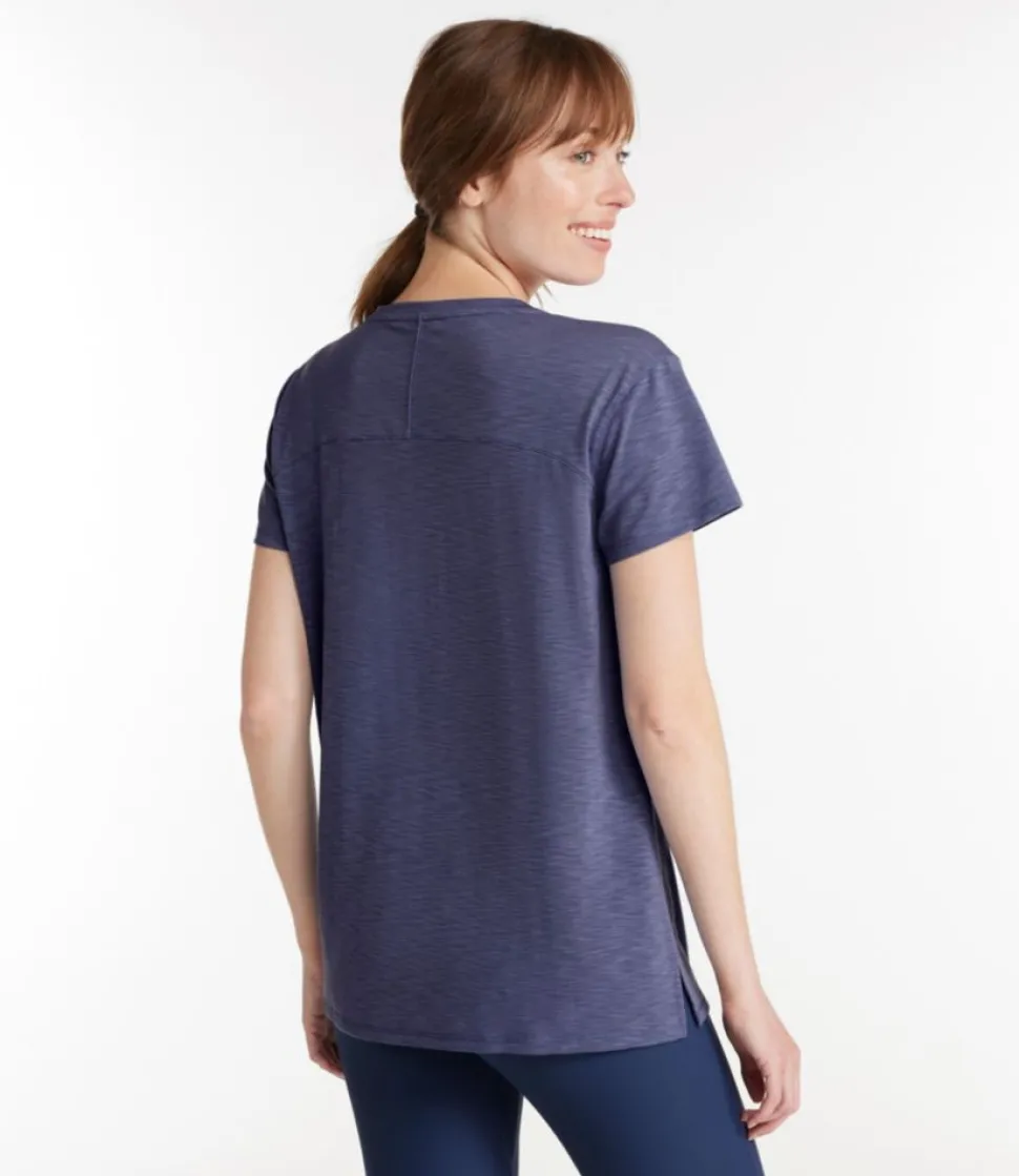 Cheap L.L.Bean "Women's Streamside Tee, Short-Sleeve Open Crewneck" DeepCoral