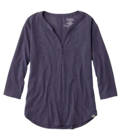 Sale L.L.Bean "Women's Streamside Tee, Three-Quarter-Sleeve Splitneck"