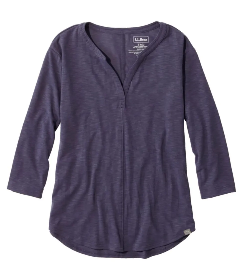 Sale L.L.Bean "Women's Streamside Tee, Three-Quarter-Sleeve Splitneck"