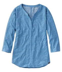 Hot L.L.Bean "Women's Streamside Tee, Three-Quarter-Sleeve Splitneck, Print"
