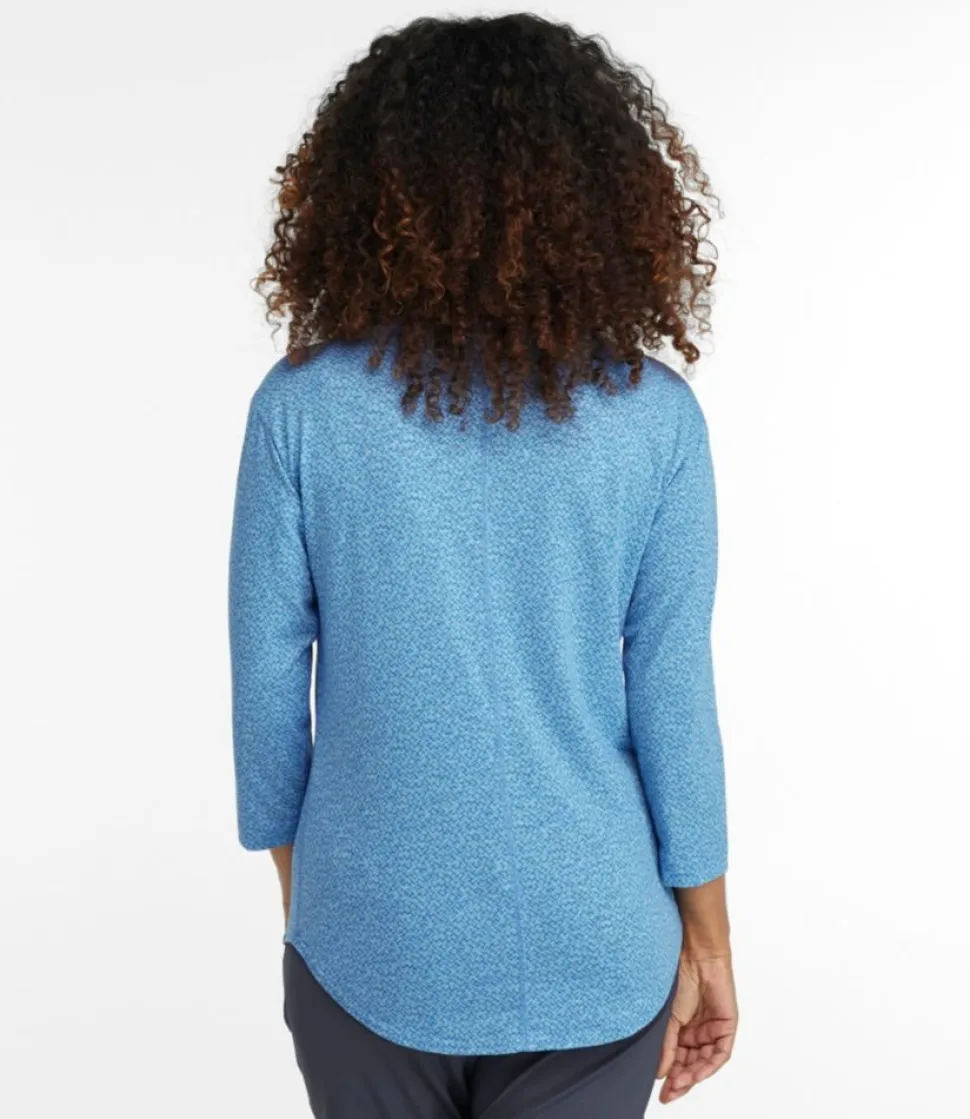 Hot L.L.Bean "Women's Streamside Tee, Three-Quarter-Sleeve Splitneck, Print"