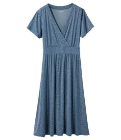 Cheap L.L.Bean "Women's Summer Knit Dress, Short-Sleeve Print" ClassicNavyDot