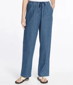 Cheap L.L.Bean "Women's Sunwashed Denim Pants, Straight-Leg" Stonewashed